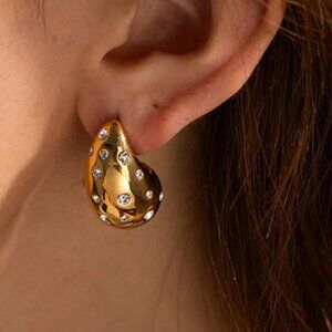 Gold Casual Women's Hollow Water Drop Earrings